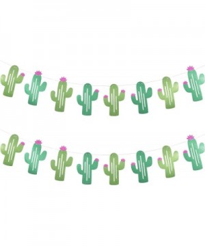 2 String of Glitter Green Cactus Banner Tropical Leaves Plant Bunting for Party Decoration Summer Birthday Party Backdrop - C...