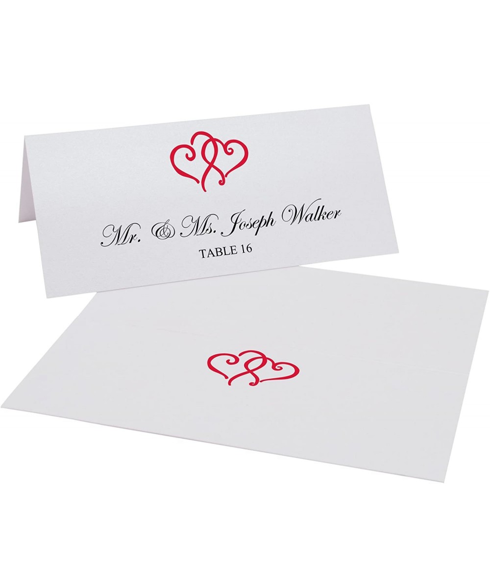 Linked Hearts Printable Place Cards- Ruby Red- Set of 60 (10 Sheets)- Laser & Inkjet Printers - Perfect for Wedding- Parties-...