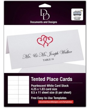 Linked Hearts Printable Place Cards- Ruby Red- Set of 60 (10 Sheets)- Laser & Inkjet Printers - Perfect for Wedding- Parties-...