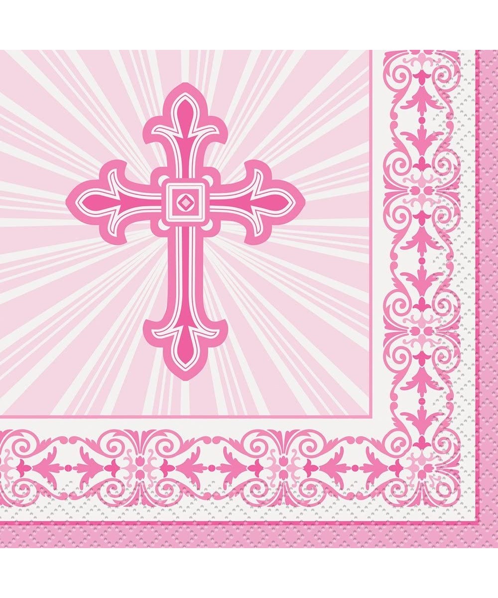 Pink 43781 Radiant Cross Religious Beverage Napkins- 16ct- 10 - Pink - CO12BBBIVYP $4.12 Tablecovers