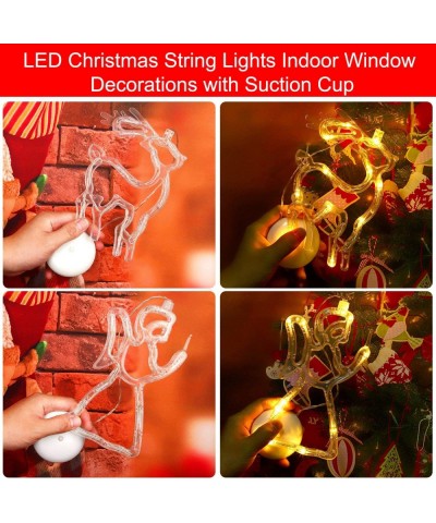 2 Pieces LED Christmas Lights Indoor Window Decorations with Suction Cup for Holiday Birthday Party Battery Powered Warm Whit...