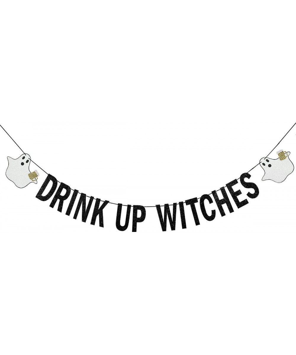 Black Glittery Drink Up Witches Banner- Halloween Party Decorations-Witch Party Supplies-Halloween Party Banner for Haunted H...