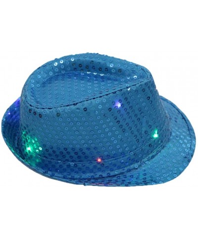 LED Jazz Hat- Ultra Bright LED Light Up Glitter Sequins Hat Flashing Jazz Dancing Hat Cap Fedora Hat for Women Men Unisex Adu...