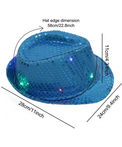 LED Jazz Hat- Ultra Bright LED Light Up Glitter Sequins Hat Flashing Jazz Dancing Hat Cap Fedora Hat for Women Men Unisex Adu...