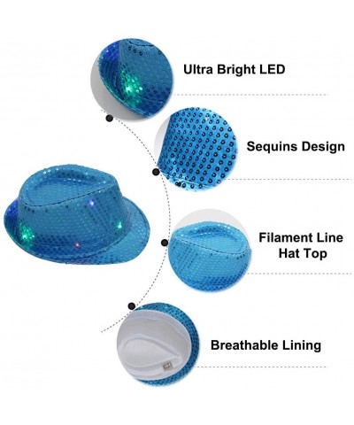 LED Jazz Hat- Ultra Bright LED Light Up Glitter Sequins Hat Flashing Jazz Dancing Hat Cap Fedora Hat for Women Men Unisex Adu...