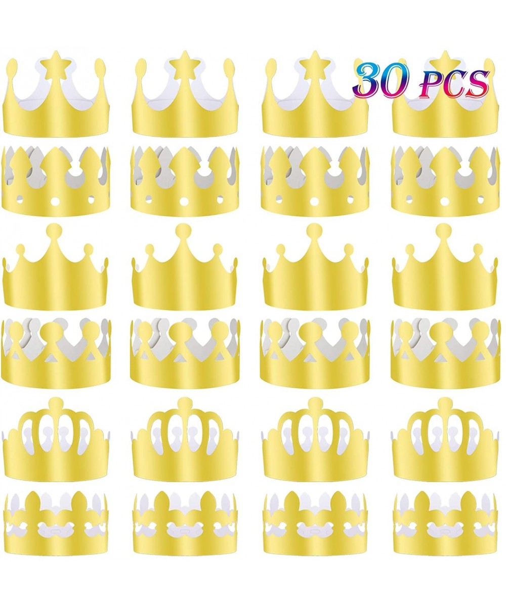 30 Pcs Paper Crown Golden King Crowns Gold Foil Party Crown Hat Cap for Birthday Celebration Baby Shower Photo Props (6 Style...