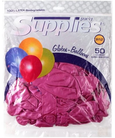 Party Supplies Solid Metallic Latex Balloons- 50-Pack- 12-Inch- Fuchsia - Fuchsia - C712FHSAKWX $5.86 Balloons