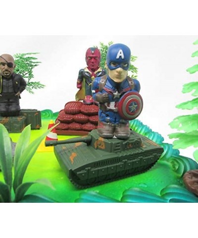 15 Piece Birthday Cake Topper Set Featuring Captain America- Iron Man- Incredible Hulk- Hawkeye- Thor and Themed Decorative A...