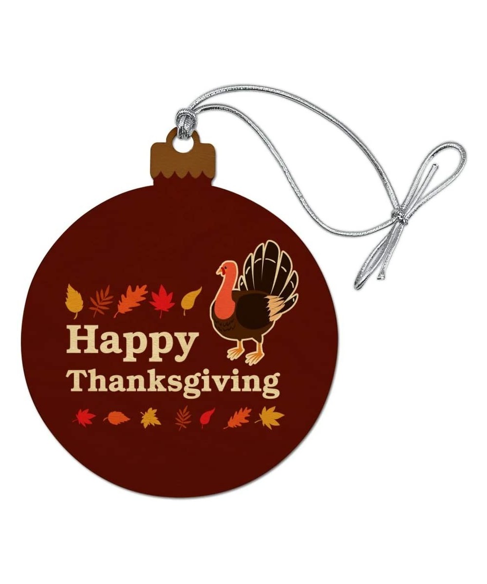 Happy Thanksgiving Turkey Wood Christmas Tree Holiday Ornament - CK187GEKUOG $7.32 Ornaments