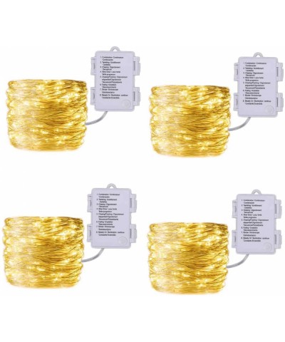 4 Pack 50LED Fairy String Lights- Battery Operated Waterproof 8 Modes Silver Copper Wire Christmas Light for Outdoor Indoor B...