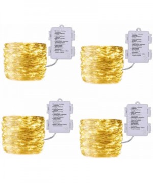 4 Pack 50LED Fairy String Lights- Battery Operated Waterproof 8 Modes Silver Copper Wire Christmas Light for Outdoor Indoor B...