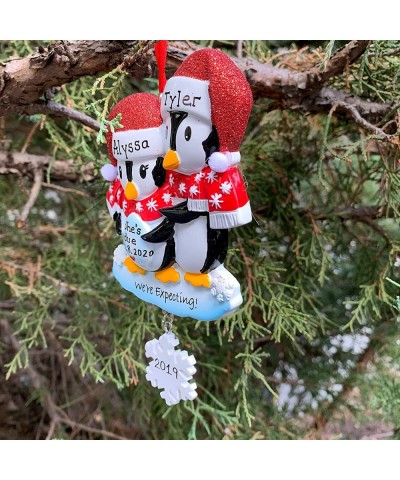 Personalized Expecting Penguins Christmas Ornament- Baby Expecting Couple - CA18Z7OGORW $16.91 Ornaments
