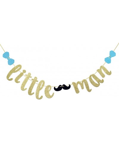 Little Man Banner with Mustache and Bow Tie- Boy Baby Shower Banner. Boy 1st Birthday Banner(Gold Glitter) - CT18EQLLAWN $6.1...