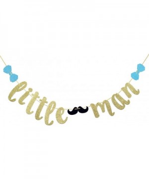 Little Man Banner with Mustache and Bow Tie- Boy Baby Shower Banner. Boy 1st Birthday Banner(Gold Glitter) - CT18EQLLAWN $6.1...