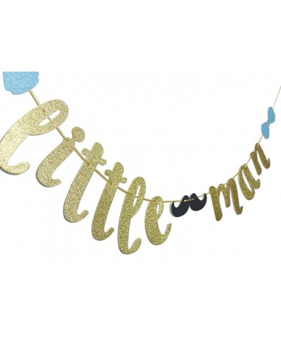 Little Man Banner with Mustache and Bow Tie- Boy Baby Shower Banner. Boy 1st Birthday Banner(Gold Glitter) - CT18EQLLAWN $6.1...