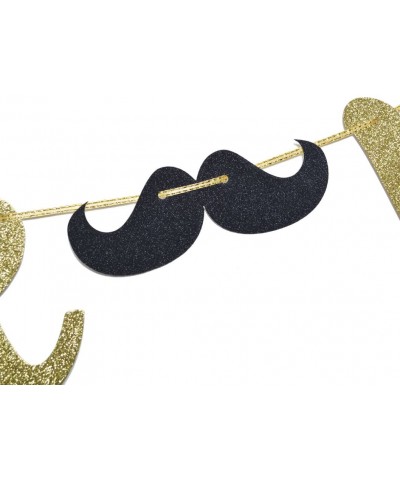 Little Man Banner with Mustache and Bow Tie- Boy Baby Shower Banner. Boy 1st Birthday Banner(Gold Glitter) - CT18EQLLAWN $6.1...