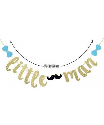 Little Man Banner with Mustache and Bow Tie- Boy Baby Shower Banner. Boy 1st Birthday Banner(Gold Glitter) - CT18EQLLAWN $6.1...