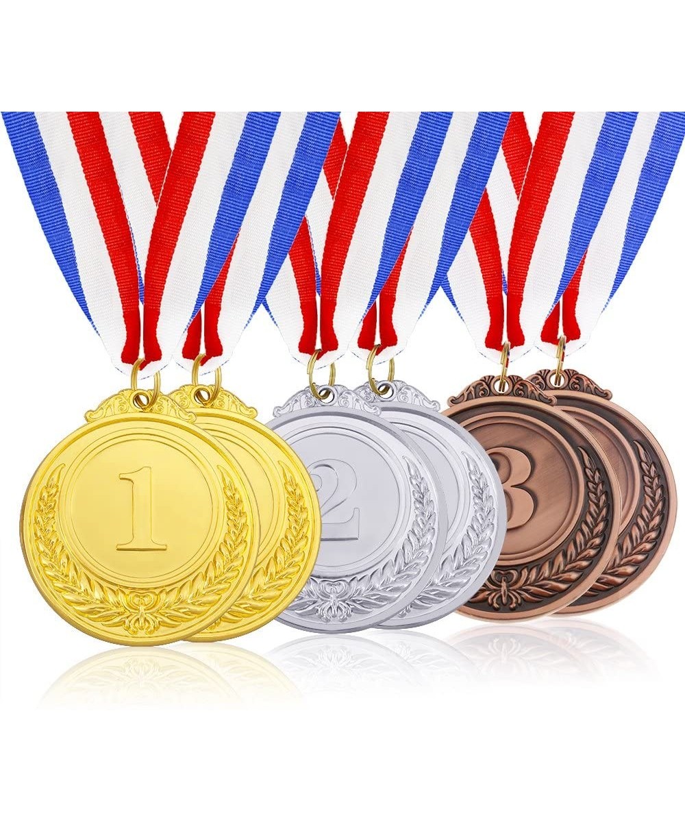 6 Pieces Gold Silver Bronze Award Medals with Ribbon - CV182L6DQ8A $8.58 Party Favors