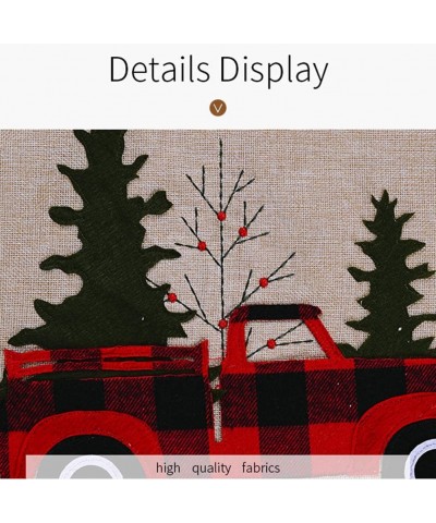 Farmhouse Burlap Christmas Tree Skirt 48 Inch Red and Black Buffalo Check Trim Car Pattern Xmas Tree Holiday Decorations (Pla...