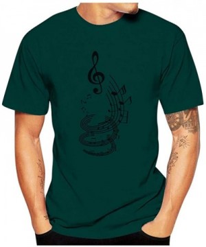 Men Casual Funny Guitar Musical Note Print T Shirt Summer Short Sleeve T Shirt Roun Neck Tee - Green - CR196UGL9XU $6.90 Cake...