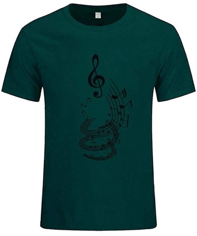 Men Casual Funny Guitar Musical Note Print T Shirt Summer Short Sleeve T Shirt Roun Neck Tee - Green - CR196UGL9XU $6.90 Cake...