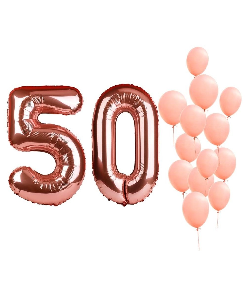40" Rose Gold Foil Mylar Number Balloons Birthday Party Wedding Decoration Helium Digit Balloons-Number 50 - Rose Gold 50 - C...
