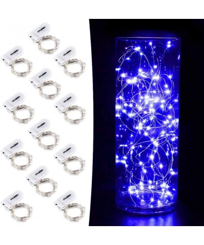 12 Pack Blue Fairy String Lights Battery Operated Fairy Lights Starry String Lights on 3.3ft/1m Silvery Copper Wire DIY Chris...