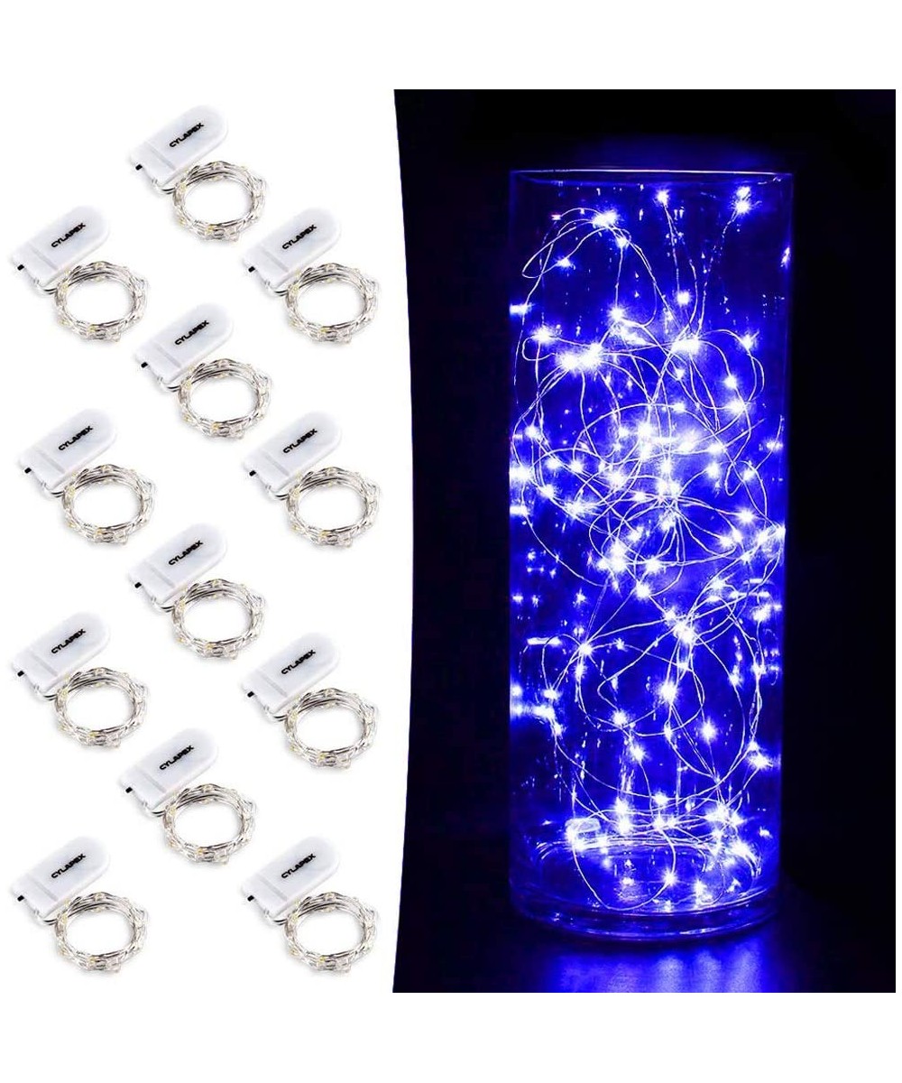 12 Pack Blue Fairy String Lights Battery Operated Fairy Lights Starry String Lights on 3.3ft/1m Silvery Copper Wire DIY Chris...