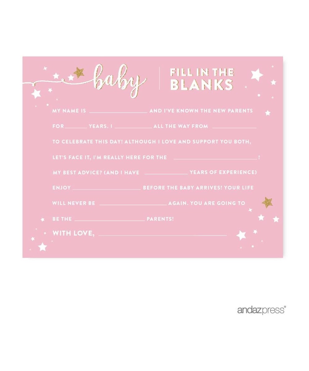 Twinkle Twinkle Little Star Pink Baby Shower Collection- Baby Fill in The Blanks Cards- 20-Pack- Games Activities and Decorat...
