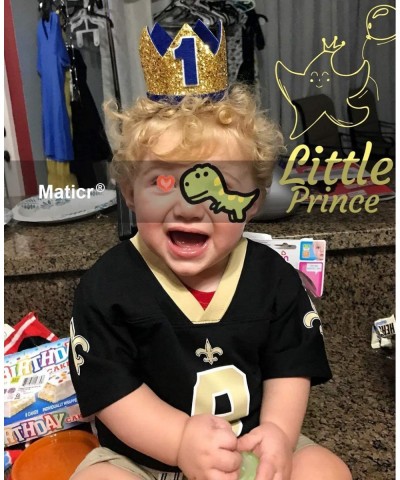 Glitter Baby Boy Girl First Birthday Crown Number 1 Headband Little Prince Princess Cake Smash Photo Prop (Large Gold & Black...