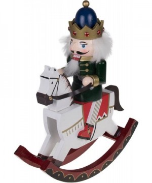 King Nutcracker Rocking Horse Collectible Wooden Christmas Nutcracker - Festive Holiday Decor - Riding White Rocking Horse - ...