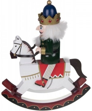 King Nutcracker Rocking Horse Collectible Wooden Christmas Nutcracker - Festive Holiday Decor - Riding White Rocking Horse - ...