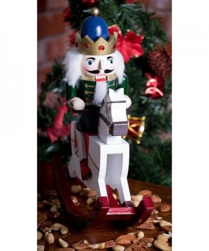King Nutcracker Rocking Horse Collectible Wooden Christmas Nutcracker - Festive Holiday Decor - Riding White Rocking Horse - ...