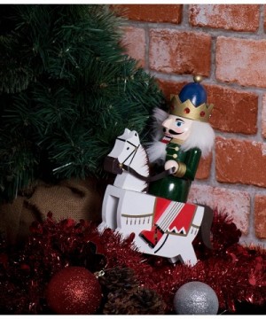 King Nutcracker Rocking Horse Collectible Wooden Christmas Nutcracker - Festive Holiday Decor - Riding White Rocking Horse - ...