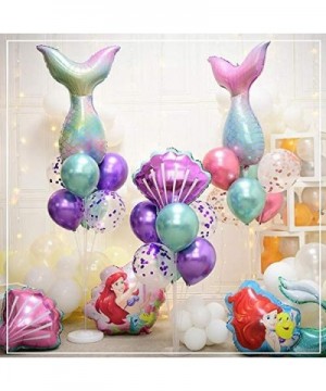 Mermaid Aluminum foil Balloons Mermaid Tail Balloons Conch Mylar Balloons for Birthday Party Decoration (6Pack Mermaid) - 6pa...