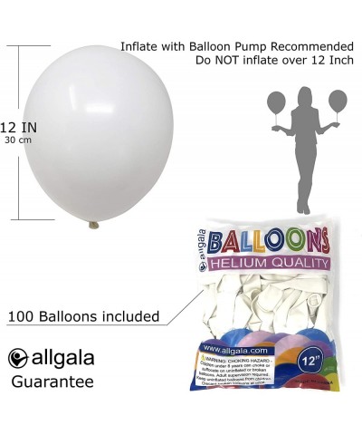 100ct 12" Helium Grade Premium Latex Balloons-White-BL52001 - White - CB18QYUXSDM $8.39 Balloons