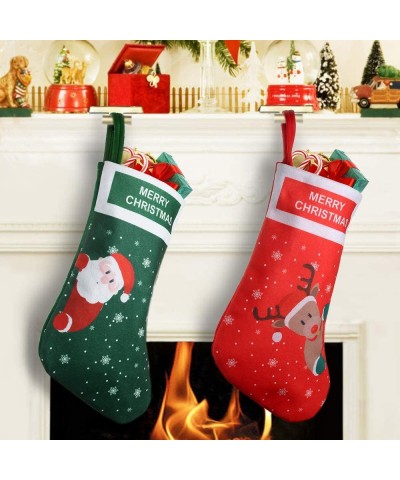 Christmas Stocking- Christmas Stocking 11.8" Set of 2 Santa- Snowman- Reindeer- Xmas Character 3D Plush with Faux Fur Cuff Ch...