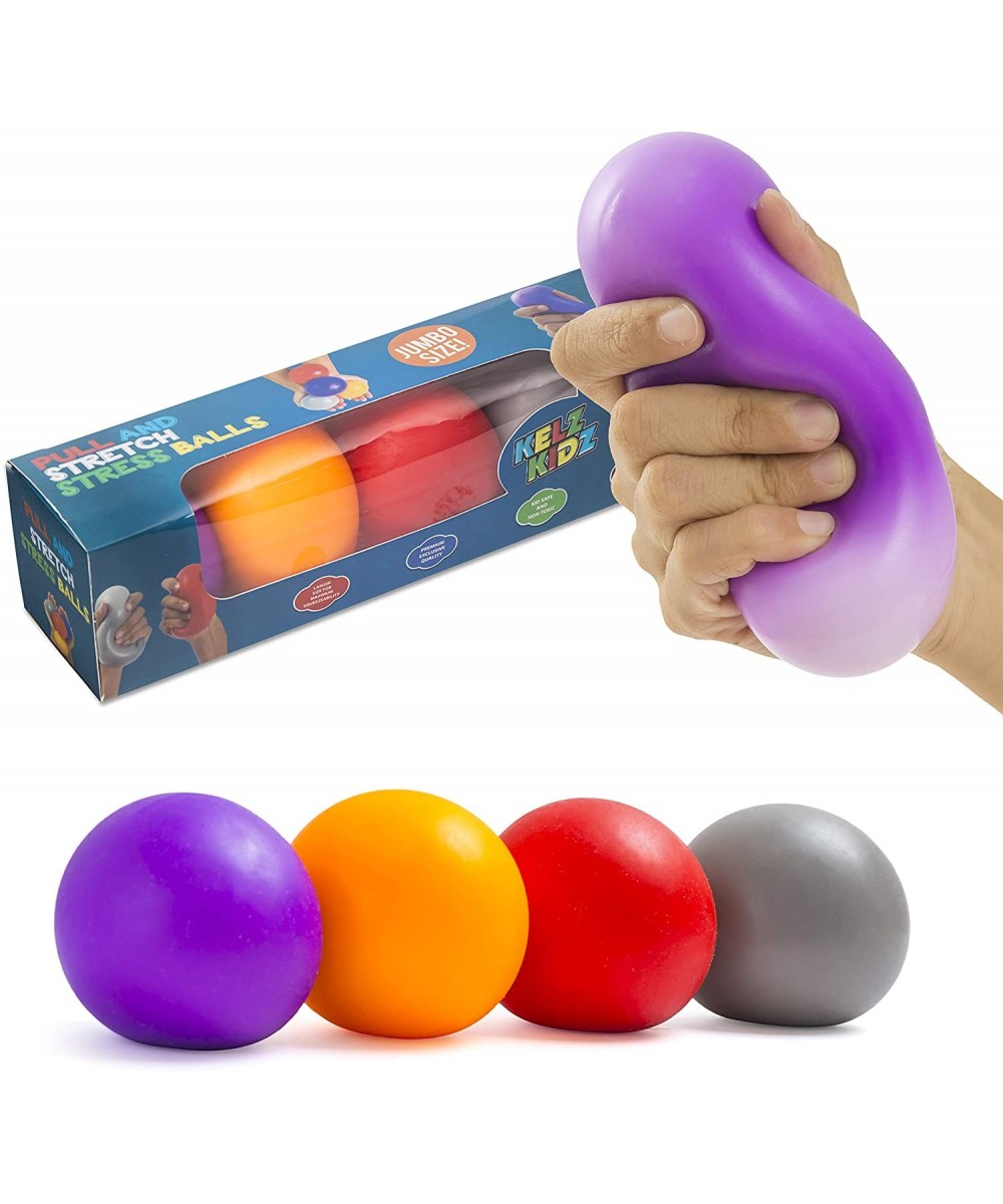 Durable Jumbo Pull and Stretch Stress Squeeze Ball (4 Pack) - Great and Fun Squishy Party Favor Fidget Toy - Excellent Sensor...