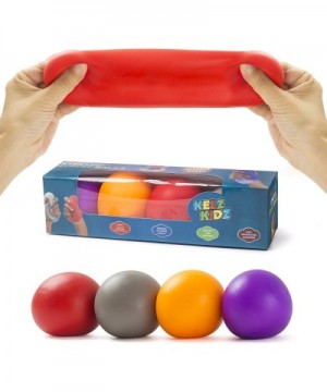 Durable Jumbo Pull and Stretch Stress Squeeze Ball (4 Pack) - Great and Fun Squishy Party Favor Fidget Toy - Excellent Sensor...