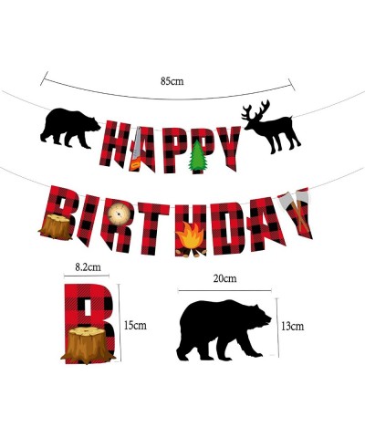 31PCS Upgrade Kids Favors Lumberjack Theme Birthday Party Supplies- Happy Birthday Banner- Cake Topper And Balloons Decoratio...