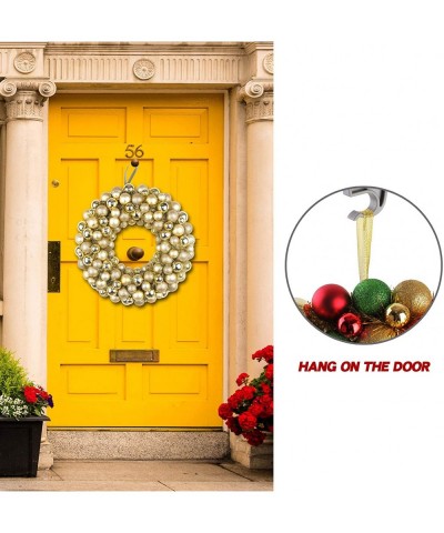 16 Inch Christmas Ball Wreath Home Party Decors Xmas Front Door Decorative Hanging Christmaswreaths Ball Ornaments Gold - Wre...