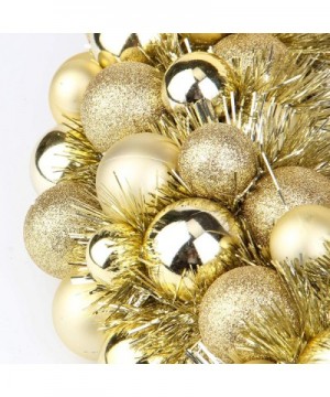 16 Inch Christmas Ball Wreath Home Party Decors Xmas Front Door Decorative Hanging Christmaswreaths Ball Ornaments Gold - Wre...