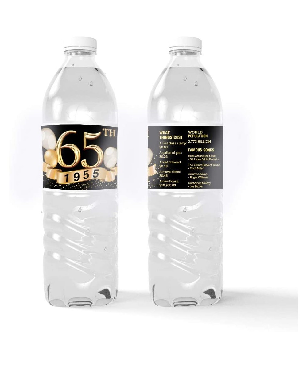 65th Birthday Party 1955 Sign Water Bottle Labels - 65th Birthday Decorations Gifts for Women or Men - 65 Years Wedding Anniv...