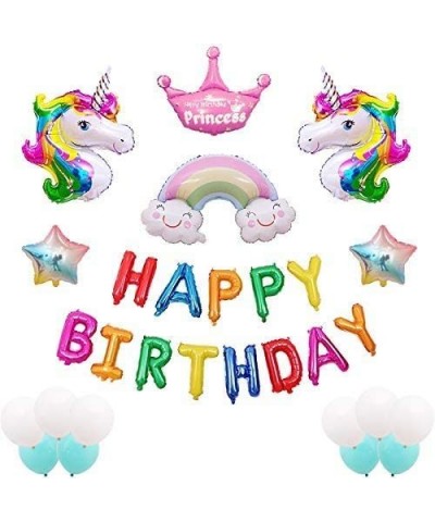 Unicorn Happy Birthday Party Balloons Supplies-Unicorn Theme Party Decorations-Set of 29 Included Colorful Happy Birthday Bal...