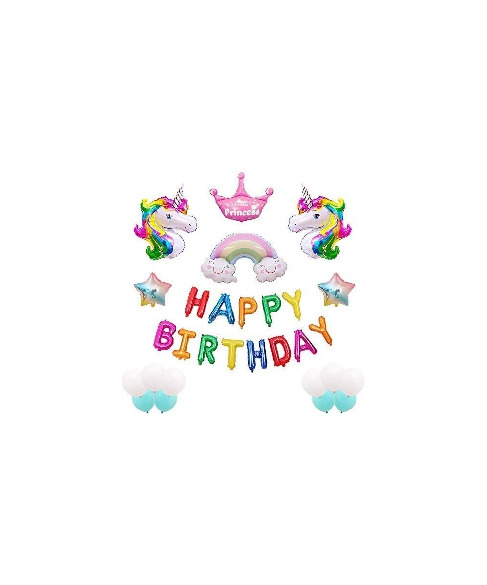 Unicorn Happy Birthday Party Balloons Supplies-Unicorn Theme Party Decorations-Set of 29 Included Colorful Happy Birthday Bal...