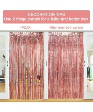 3 Pack Foil Fringe Curtains Backdrop Rose Gold Party Decoration- 3.2 ft x 6.5 ft Metallic Tinsel Curtain Party Photo Backdrop...