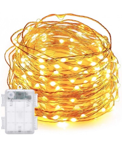 LED String Lights-19.7ft 60 LEDs Copper Wire String Lights IP44 Waterproof with Timer and 3AA Battery Case- Warm White (Set o...