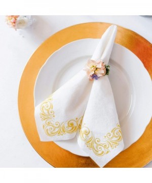 Disposable Hand Towels for Bathroom - Elegant Guest Towels and Dinner Napkins Made of 17" x 12" Linen-Like Paper with Gold-To...