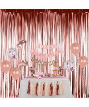 6 Pack Foil Curtains Metallic Fringe Curtains Rose Gold Shimmer Curtain for Party Decorations - CO18UT6XSYE $15.35 Photobooth...