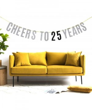 Cheers to 25 Years Banner Happy 25th Birthday 25th Anniversary Banner Celebration Party Decoration Supplies Silver Glitter - ...